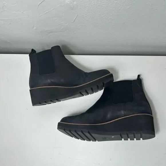 Eileen fisher washed leather wedge Chelsea booties size 8 - Picture 2 of 9